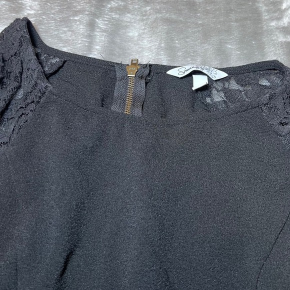 Speckless Mini Dress Womens 9 Black Lace Cap Sleeve Fit Flare Party Cocktail - Picture 8 of 16